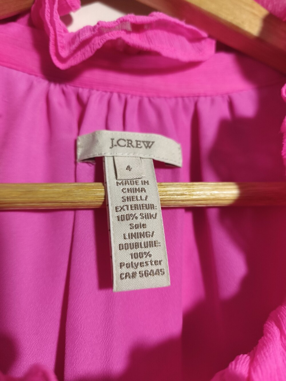 J Crew 100% Silk Chiffon Ruffle Trim Sleeveless Blouse sz 4 Neon Pink Lux Chic - Picture 5 of 8